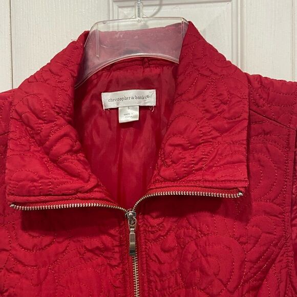 Christopher & Banks red quilted zipper up vest  size small - Picture 4 of 8